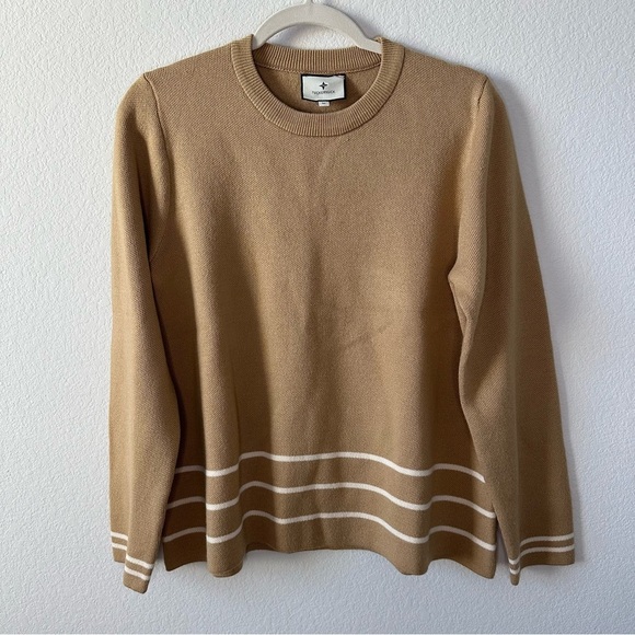 TUCKERNUCK Camel Beige Olympia Knit Crewneck Sweater SZ M - Picture 2 of 6